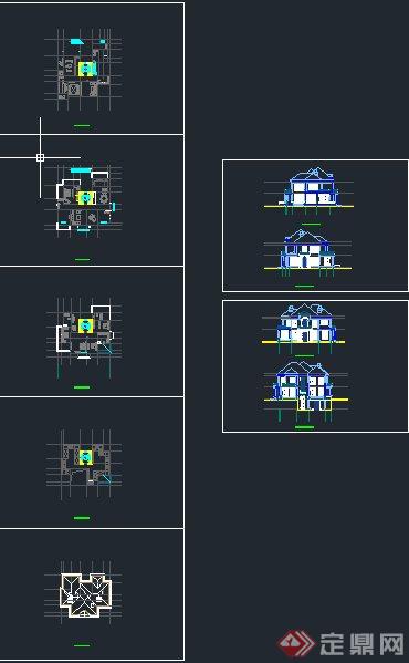 三层欧式别墅建筑设计CAD方案图(2)