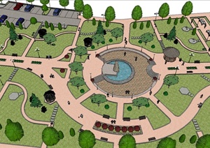 某城郊公园景观规划设计SU(草图大师)模型