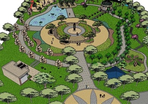 某现代公园广场场景设计SU(草图大师)模型