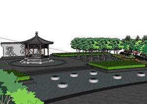 一个古典中式公园场景SU(草图大师)模型