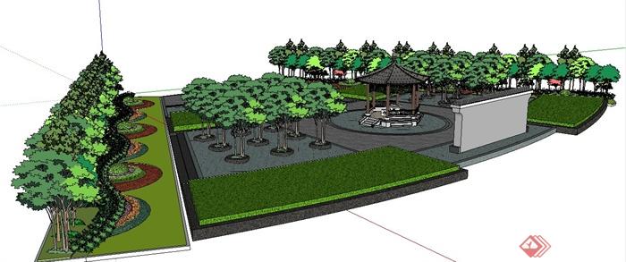 一个现代中式公园场景su模型(2)