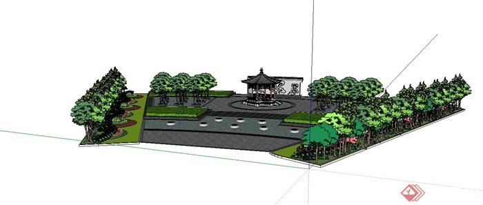 一个古典中式公园场景su模型(3)