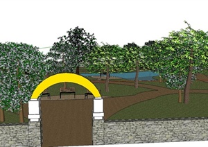 某小型植物公园景观设计SU(草图大师)模型