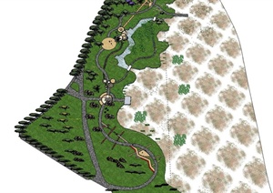 某大型滨水公园场景设计SU(草图大师)模型