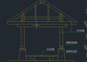 园林木质四角亭设计CAD施工图
