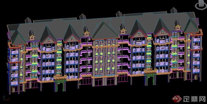 某欧式风格联排多层住宅建筑设计3DMAX模型(1)