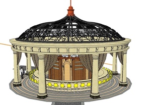 欧式铁艺圆形亭设计SU(草图大师)模型
