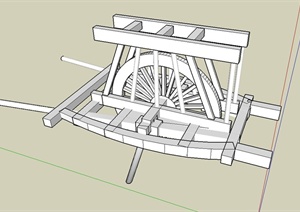 园林景观节点木车小品设计SU(草图大师)模型