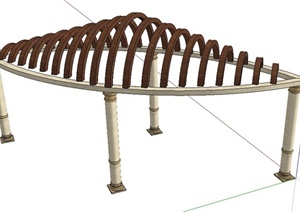 某现代贝壳拱形廊架设计SU(草图大师)模型
