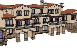 某欧式联排住宅设计SU(草图大师)模型