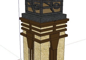 一个景观柱子设计SU(草图大师)模型