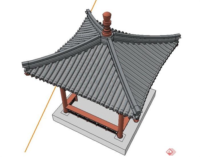 古典中式四角亭su模型(3)