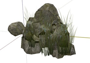 一组景石石头设计SU(草图大师)模型