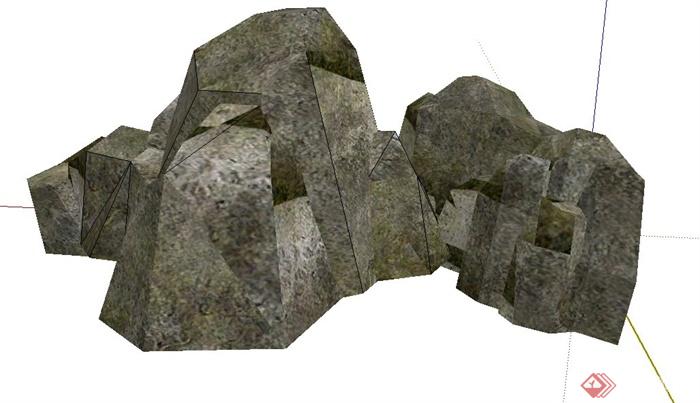 假山石头设计su模型(1)