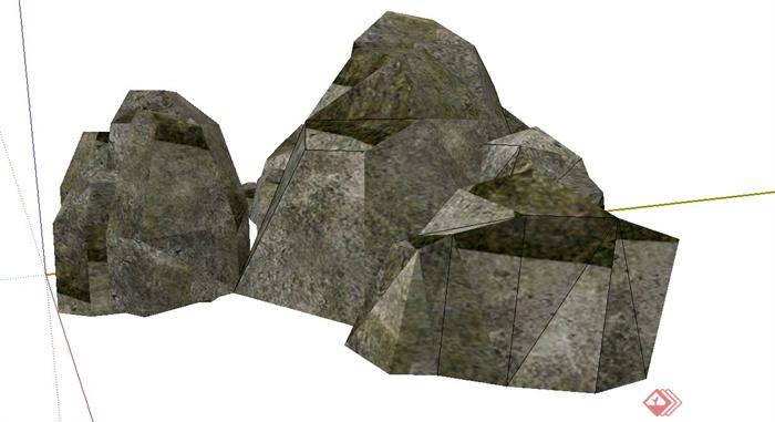 假山石头设计su模型(3)