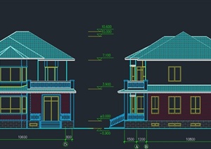 ,某简欧风格两层别墅建筑设计CAD施工图