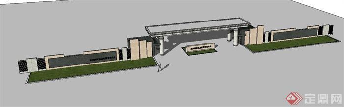 现代工厂大门设计su模型(3)