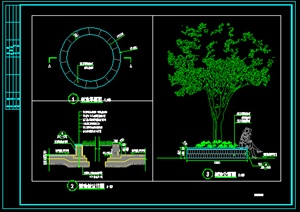 园林景观节点树池、木桩围栏设计CAD详图