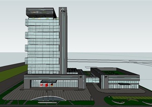 现代10层办公楼建筑设计SU(草图大师)模型