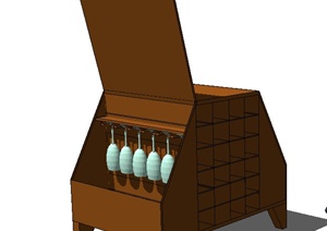 四款室内木质酒柜设计SU(草图大师)模型