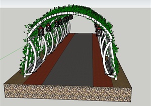 园林景观节点拱形花架设计SU(草图大师)模型
