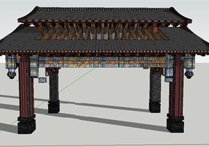 古典中式门廊、大门设计SU(草图大师)模型