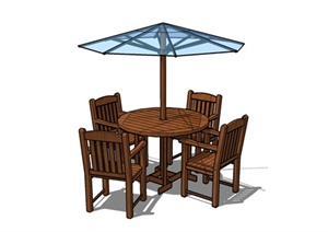 玻璃伞桌椅设计SU(草图大师)模型