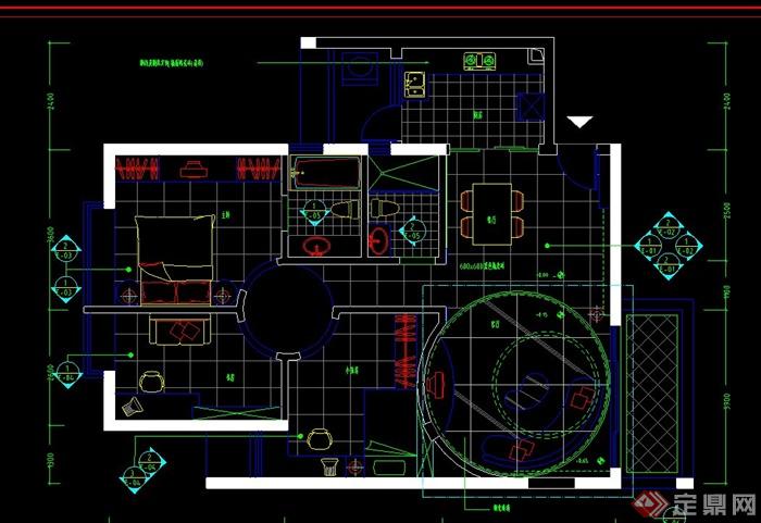 某三室两厅住宅空间装修设计CAD施工图(1)