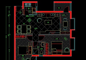 某两室一厅居住空间装修设计CAD施工图