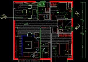 三室一厅住宅空间设计CAD施工图
