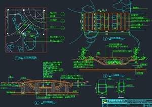 园林景观节点步行桥设计CAD详图