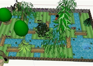 现代某花园景观设计SU(草图大师)模型