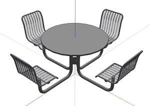 现代铁艺四人餐桌椅设计SU(草图大师)模型