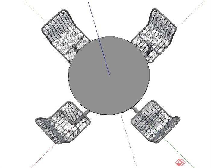 现代铁艺四人餐桌椅设计SU模型(2)
