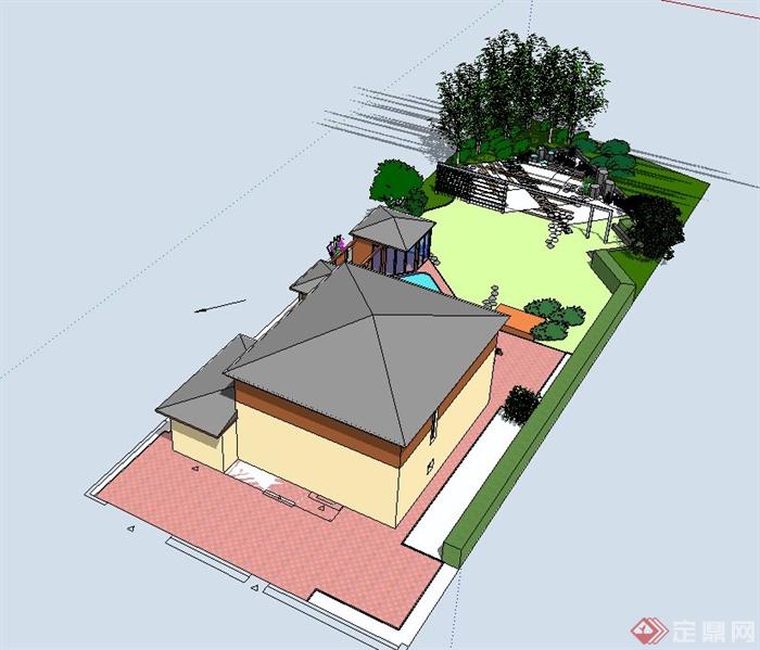 某现代小区庭院su模型设计(4)