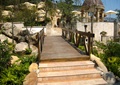 木平桥,台阶,景观植物,亭子,景石