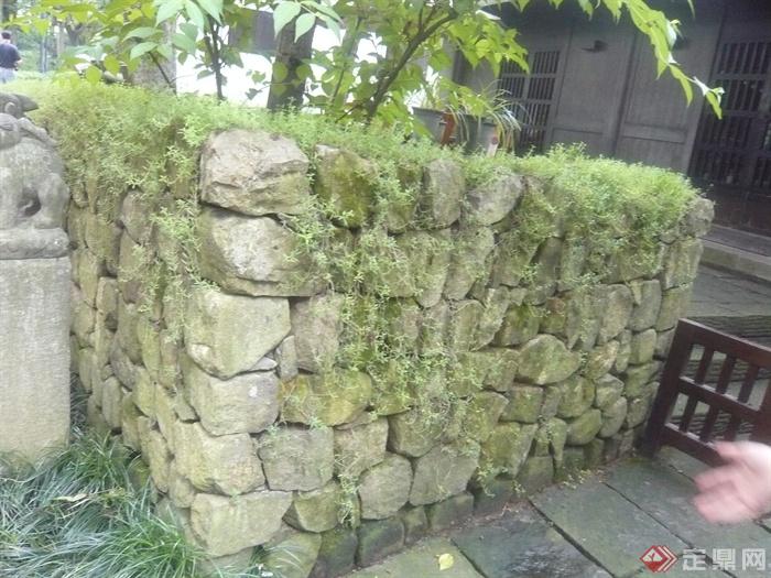 石墙,矮墙,地面铺装,紧凑,苔藓,村庄景观