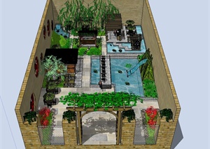 某新古典屋顶花园设计SU(草图大师)模型