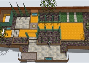 某建筑屋顶花园规划景观设计SU(草图大师)模型