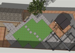 某单层住宅花园景观规划设计SU(草图大师)模型