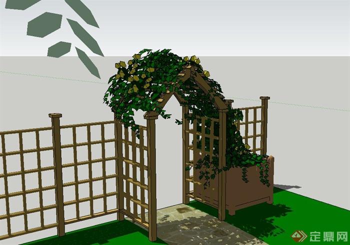 某住宅小庭院景观SU设计模型(3)