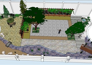 某住宅屋顶阳台花园景观设计SU(草图大师)模型