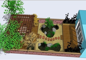 现代某住宅阳台花园景观设计SU(草图大师)模型