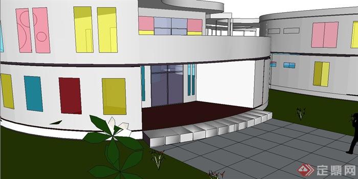 现代独特造型学校建筑设计su模型(2)
