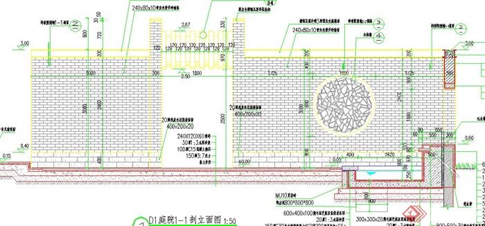 园林景观中式景墙设计CAD详图(1)