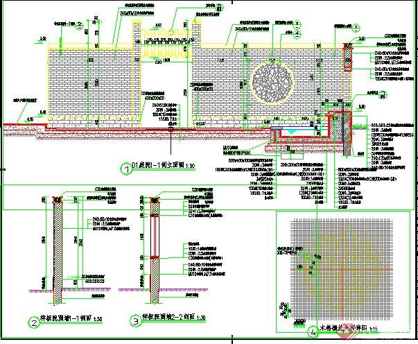 园林景观中式景墙设计CAD详图(2)