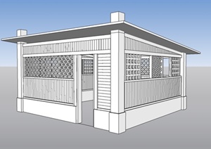 单层木质休息室建筑设计SU(草图大师)模型
