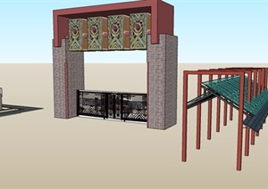 某现代廊架、门廊设计SU(草图大师)模型