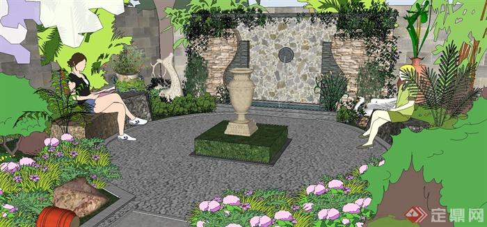 现代庭院花园su模型设计(3)