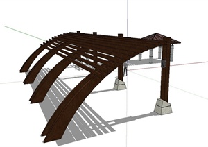 两款木质廊架设计SU(草图大师)模型
